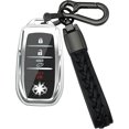 thumbnail image 1 of Key Fob Cover Compatible with Toyota Land Cruiser Venza RAV4 Prime Sienna Fortuner Mirai 2018-2022 4 Button Keychain Case Holder Protector,Silver, 1 of 7