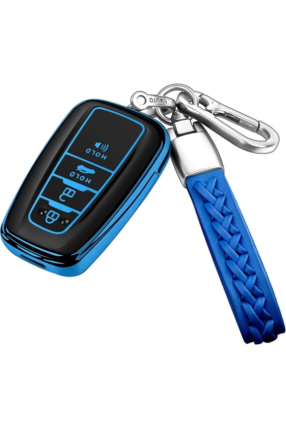 Key Fob Cover Compatible with Toyota RAV4 Camry 4Runner Highlander Corolla Prius Avalon C-HR GT86 2019-2025 Keychain Case Holder Protector,Blue