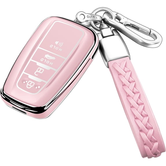 Key Fob Cover Compatible with Toyota RAV4 Camry 4Runner Highlander Corolla Prius Avalon C-HR GT86 2019-2025 Keychain Case Holder Protector,Chalk Pink