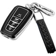 thumbnail image 1 of Key Fob Cover Compatible with Toyota RAV4 Camry 4Runner Highlander Corolla Prius Avalon C-HR GT86 2019-2025 Keychain Case Holder Protector,Silver, 1 of 6