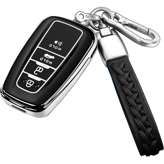 Key Fob Cover Compatible with Toyota RAV4 Camry 4Runner Highlander Corolla Prius Avalon C-HR GT86 2019-2025 Keychain Case Holder Protector,Silver
