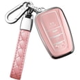 thumbnail image 1 of Key Fob Cover Compatible with Toyota RAV4 Camry Avalon Corolla Highlander C-HR Prius Smart Remote Keychain Case Holder Protector,Chalk Pink, 1 of 6