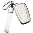 thumbnail image 1 of Key Fob Cover Compatible with Toyota RAV4 Camry Avalon Corolla Highlander C-HR Prius Smart Remote Keychain Case Holder Protector,White, 1 of 6