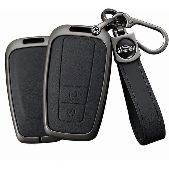 Key Fob Cover Compatible with Toyota RAV4 Camry Highlander Corolla Avalon C-HR 2017-2021 4 Button Keychain Case Holder Protector,2 Button-black