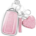 thumbnail image 1 of Key Fob Cover Compatible with Toyota RAV4 Corolla Prius Camry Highlander Avalon C-HR Keychain Case Holder Protector,Silver-pink, 1 of 5