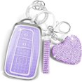 thumbnail image 1 of Key Fob Cover Compatible with Toyota RAV4 Corolla Prius Camry Highlander Avalon C-HR Keychain Case Holder Protector,Silver-purple, 1 of 6