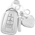 thumbnail image 1 of Key Fob Cover Compatible with Toyota RAV4 Corolla Prius Camry Highlander Avalon C-HR Keychain Case Holder Protector,Silver-white, 1 of 6