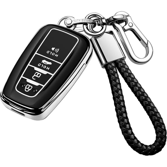 Key Fob Cover Compatible with Toyota RAV4 Highlander Corolla Prius Camry Avalon C-HR GT86 2019-2025 Keychain Case Holder Protector,White