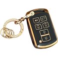 thumbnail image 1 of Key Fob Cover Compatible with Toyota Sienna 2011-2020 6 Button Keychain Case Holder Protector,Black-gold, 1 of 6