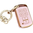 thumbnail image 1 of Key Fob Cover Compatible with Toyota Sienna 2011-2020 6 Button Keychain Case Holder Protector,Pink-gold, 1 of 6