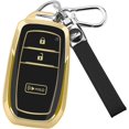 thumbnail image 1 of Key Fob Cover Compatible with Toyota Tacoma 4Runner Prius Corolla Cross Hatchback Tundra Sequoia 2022-2025 Keychain Case Holder Protector,Gold/Black, 1 of 6