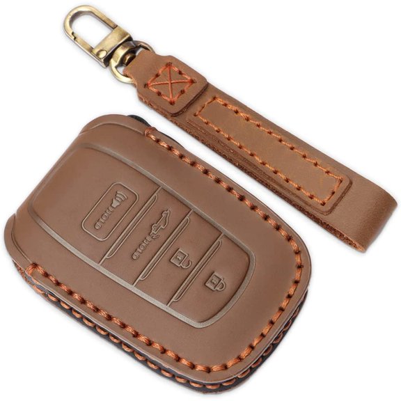 Key Fob Cover Compatible with Toyota Tundra Sequoia Camry Grand Highlander Tacoma 2022-2026 4 Button Keychain Case Holder Protector,Brown