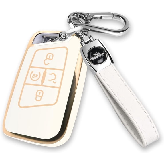 Key Fob Cover Compatible with Volkswagen Atlas Alltrack Jetta Passat Tiguan Keychain Case Holder Protector,White