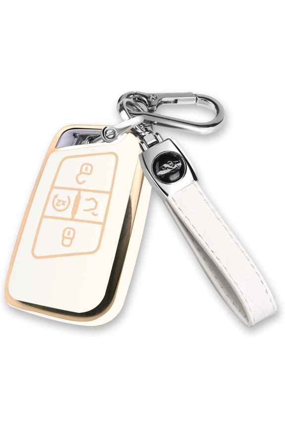 Key Fob Cover Compatible with Volkswagen Atlas Alltrack Jetta Passat Tiguan Keychain Case Holder Protector,White