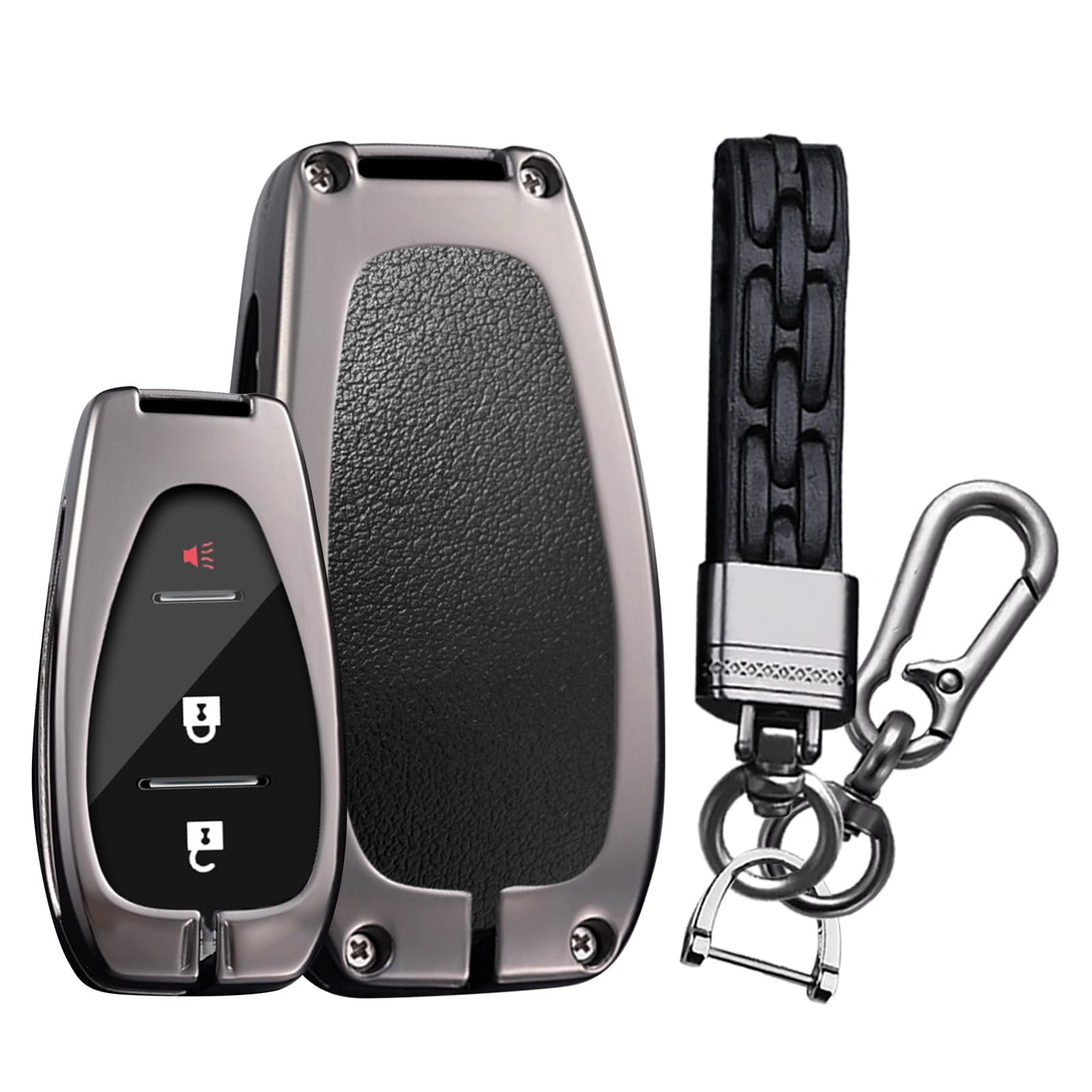 Key Fob Cover Fit for Chevy Key Remote Metal Key Shell Anti-scratched Key Case Durable Car Key Holder Fit for Chevrolet Equinox Malibu Cruze Camaro Traverse Blazer Volt Bolt