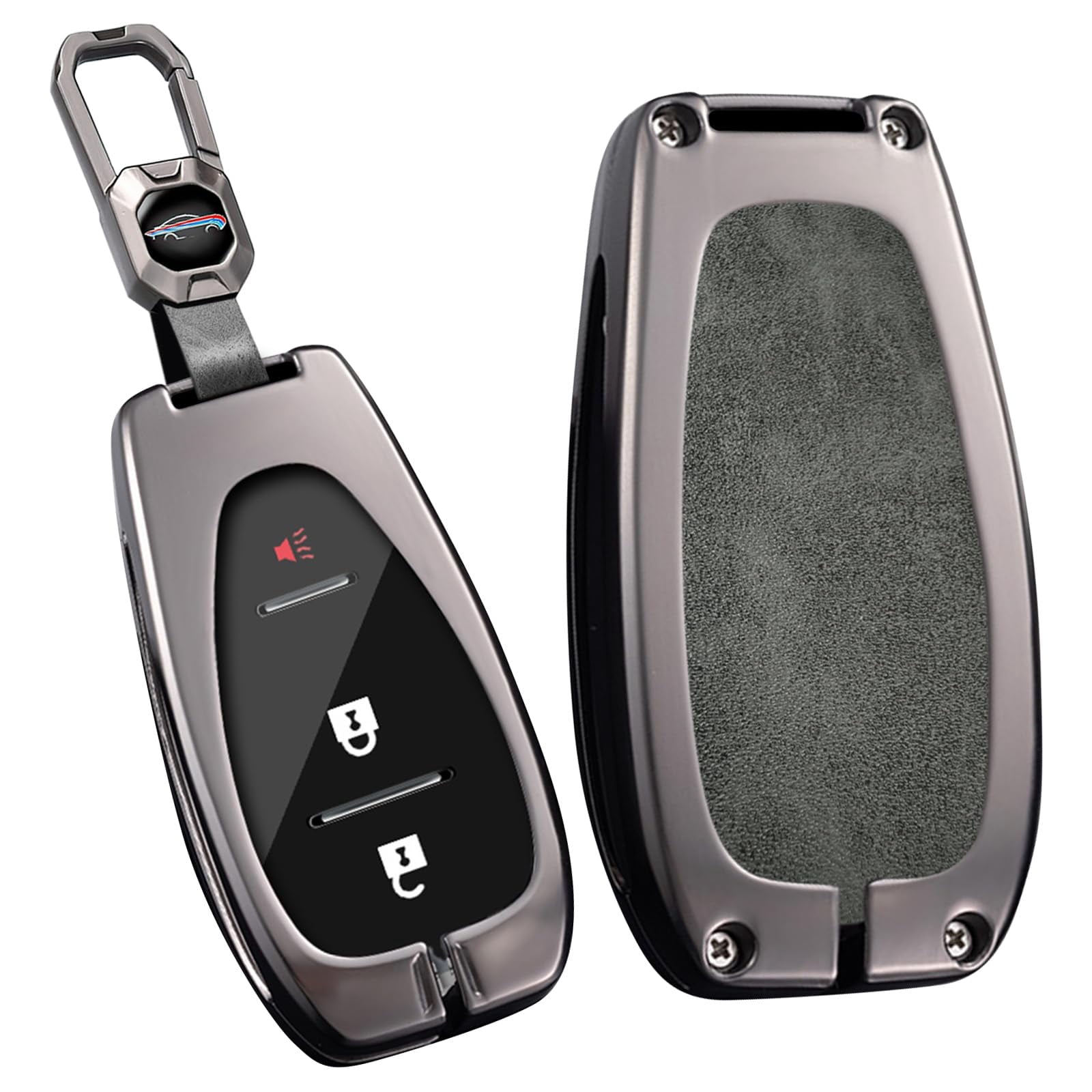 Key Fob Cover Fit for Chevy Key Remote Metal Key Shell Anti-scratched Key Case Durable Car Key Holder Fit for Chevrolet Equinox Malibu Cruze Camaro Traverse Blazer Volt Bolt