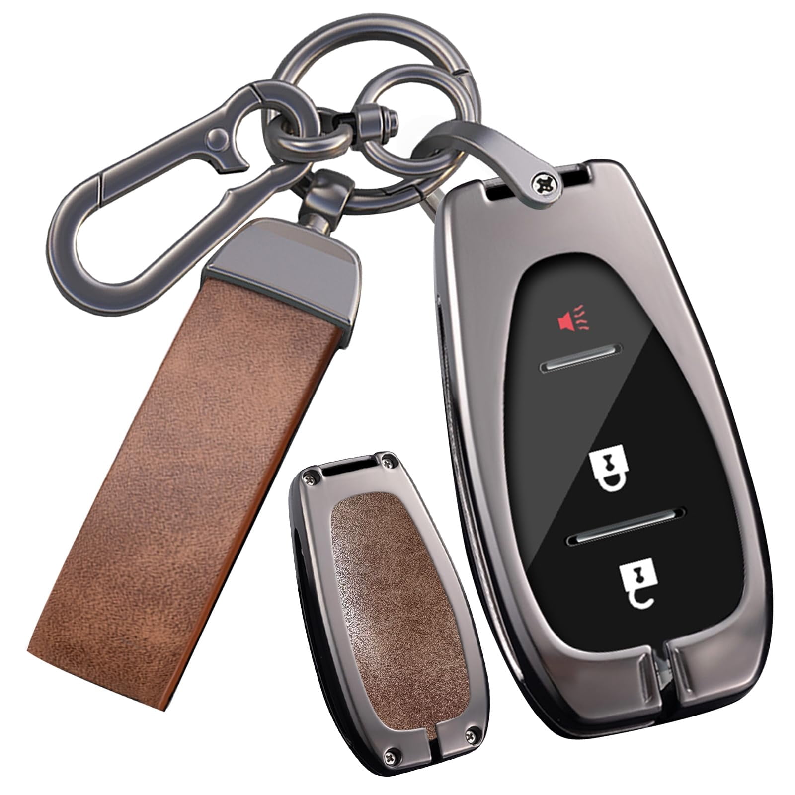 Key Fob Cover Fit for Chevy Key Remote Metal Key Shell Anti-scratched Key Case Durable Car Key Holder Fit for Chevrolet Equinox Malibu Cruze Camaro Traverse Blazer Volt Bolt