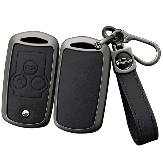 Key Fob Cover Fit for Honda Accord 2008-2012 Flip Folding Remote Metal and Leather Car Key Skin with Keychain Fit for Acura MDX RDX TL TSX ZDX 2008-2013 Car Accessories