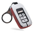 thumbnail image 1 of Key Fob Cover Fit for Honda Accord Civic CR-V CRV Remote Key Case Holder Shell Metal Leather Key Protection with Keychain, 1 of 7