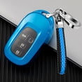 thumbnail image 1 of Key Fob Cover for Honda,Soft TPU Key Shell with Leather Keychain for 2022 2023 Honda Accord Civic CRV HRV Pilot Sport SI EX EXL Smart Remote Key, Blue, 1 of 7