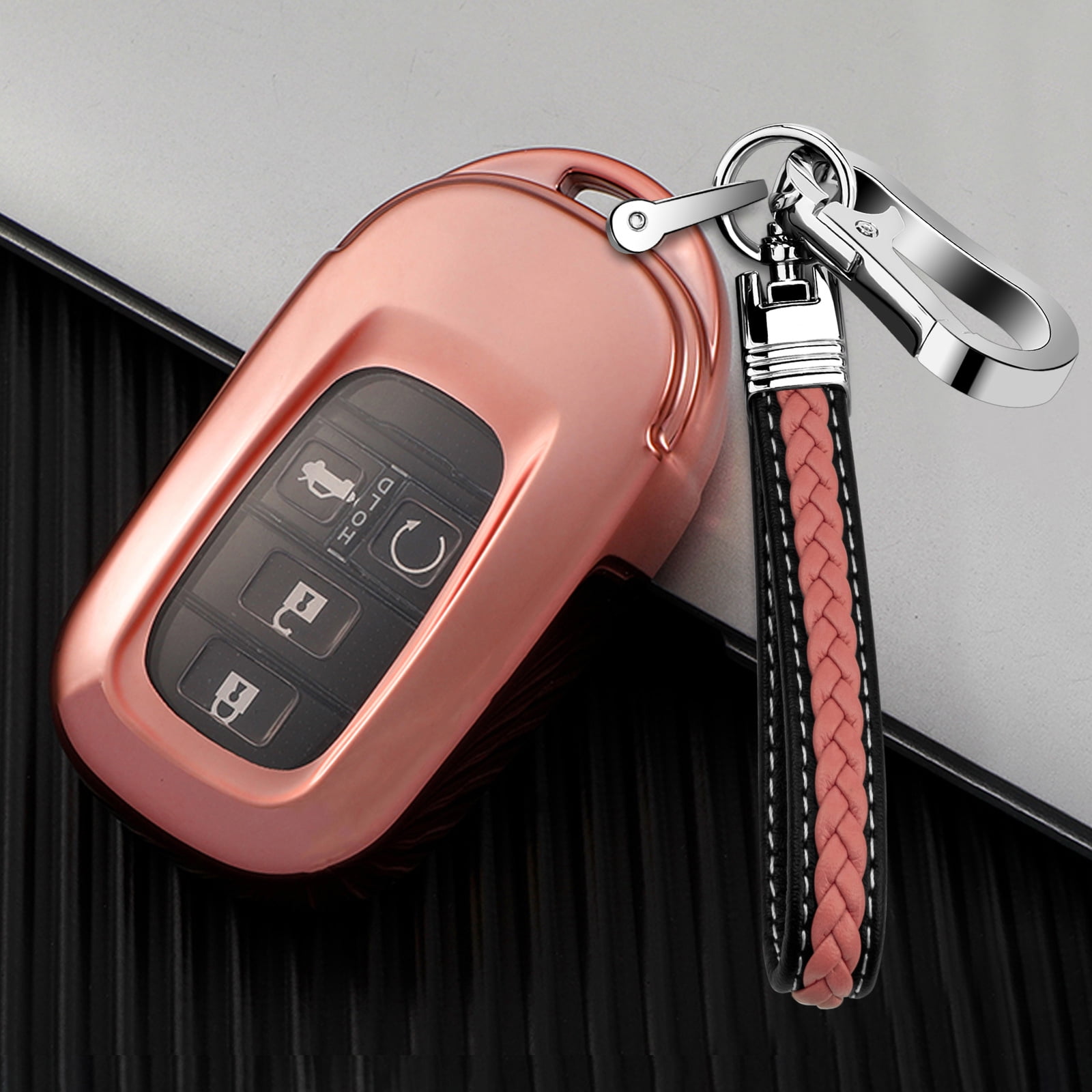 Key Fob Cover for Honda,Soft TPU Key Shell with Leather Keychain for