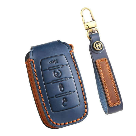 Key Fob Cover with Keychain Leather Key Shell Key Case Protecte Fit For 2019-2025 Dodge RAM 1500 2500 3500 Key Cover Case Holder Protector Keychain 4 Button