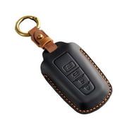 Key Fob Cover Leather Car Key Cover 3/4 Buttons, Key Fob Protector Car Key Case Compatible with Toyota Camry Corolla Highlander RAV4 Avalon Prius C-HR GT86 4Runner Tundra Prado Tacoma (Black)