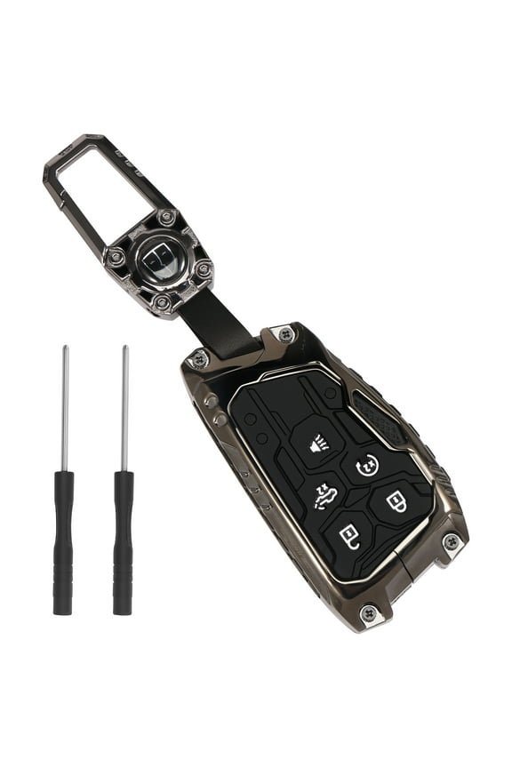 Key Fob Cover with Luminous Silicone Buttons Zinc Alloy Key Fob Case Heavy Duty Key Fob Cover Case Protective Key Fob Cover Protector with Keychain for Key Fob