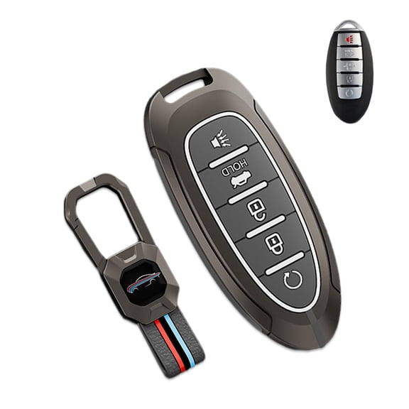 Key Fob Cover, Metal Key Case Shell Holder Full Protection Compatible with Nissan Altima Sentra Rogue Pathfinder Murano Armada Maxima Versa
