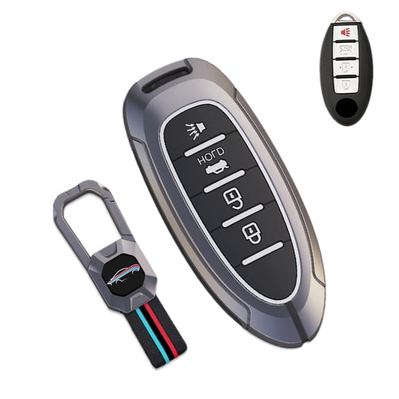 Key Fob Cover, Metal Key Case Shell Holder Full Protection Compatible with Nissan Altima Sentra Rogue Pathfinder Murano Armada Maxima Versa