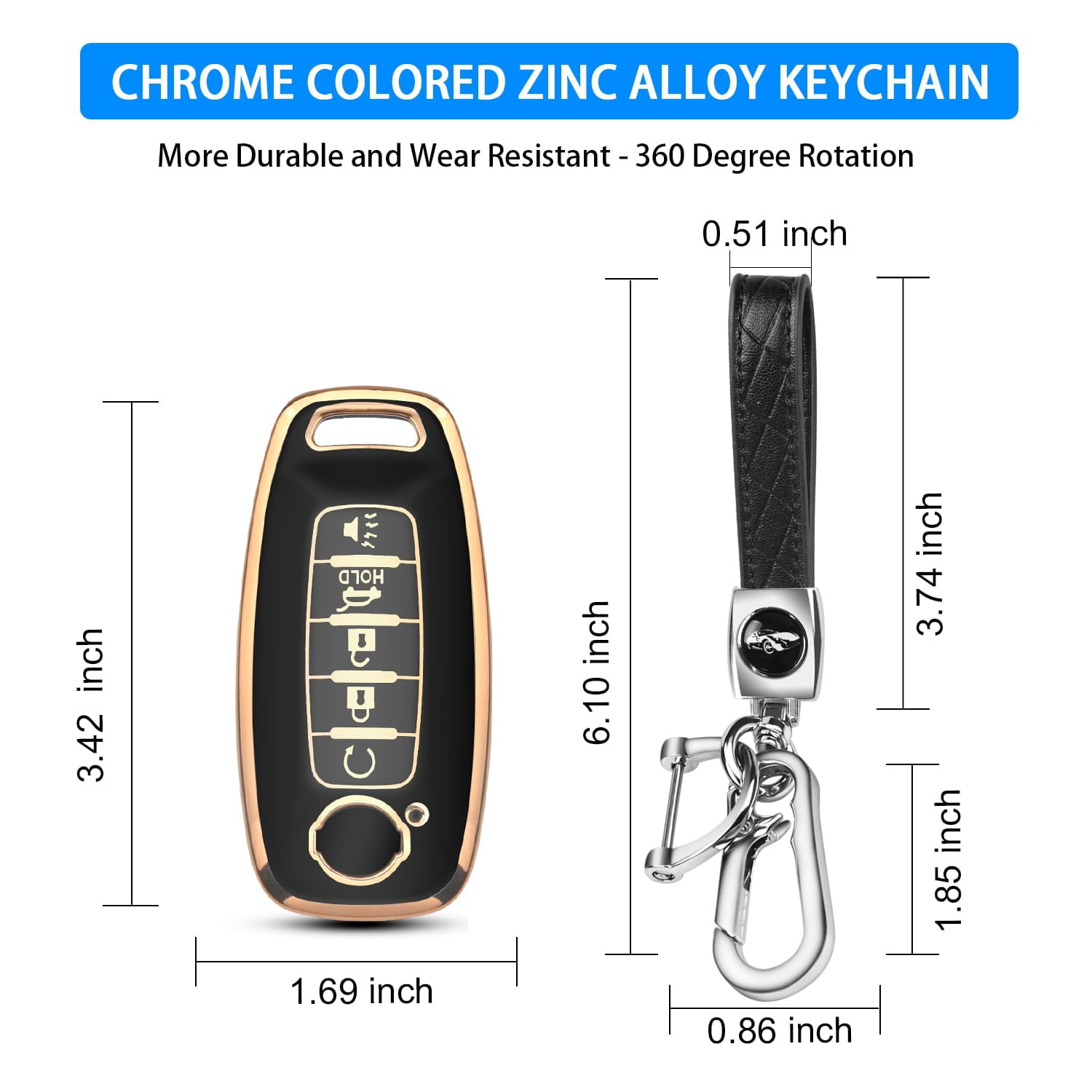 Key Fob Cover for Nissan,Car Key Fob Protector 5 Buttons Key Case Protection Compatible with 2023 2024 Pathfinder Rogue Metal Keychain Remote Key Accessories Protector