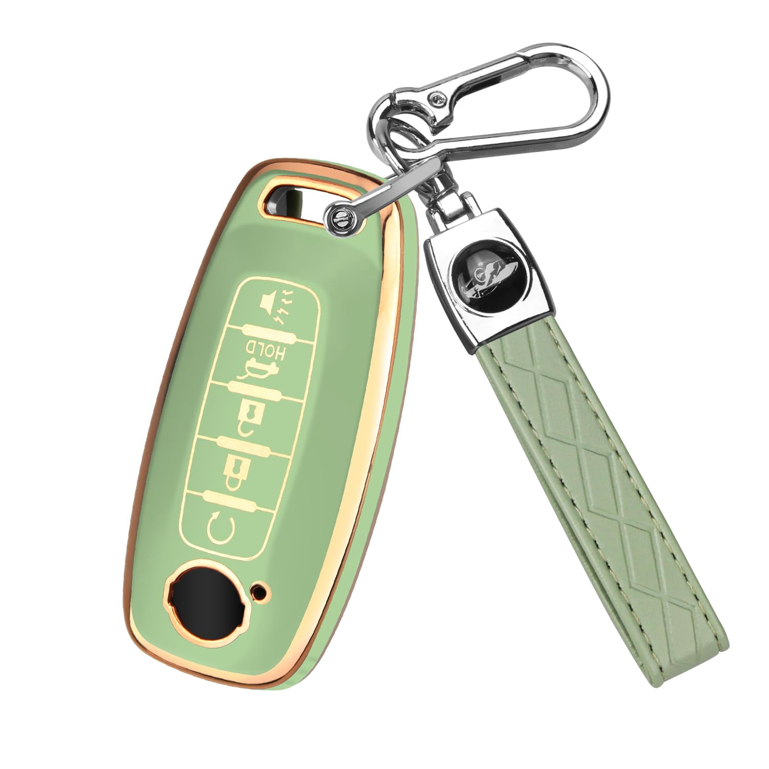 Key Fob Cover for Nissan,Car Key Fob Protector 5 Buttons Key Case Protection Compatible with 2023 2024 Pathfinder Rogue Metal Keychain Remote Key Accessories Protector