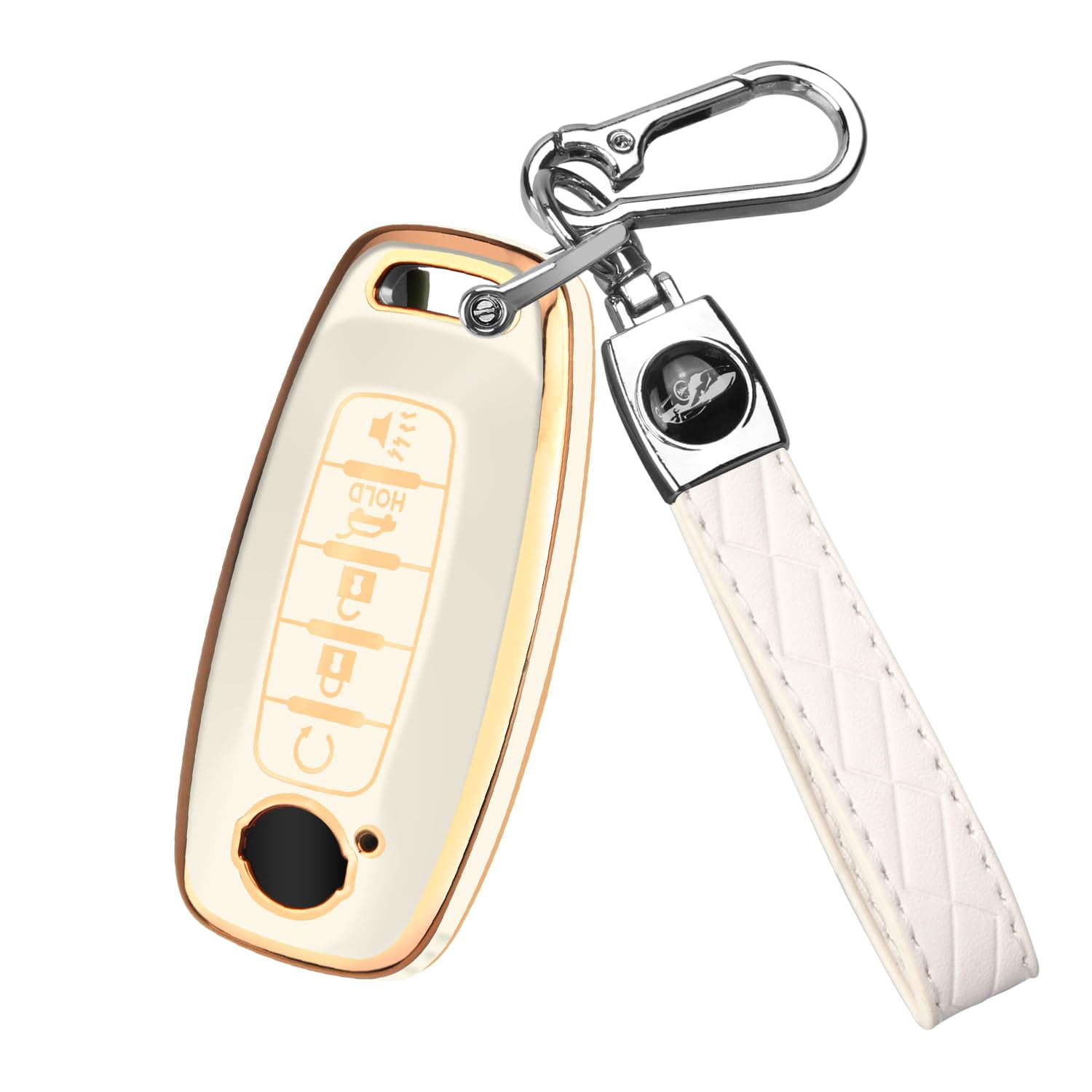 Key Fob Cover for Nissan,Car Key Fob Protector 5 Buttons Key Case Protection Compatible with 2023 2024 Pathfinder Rogue Metal Keychain Remote Key Accessories Protector