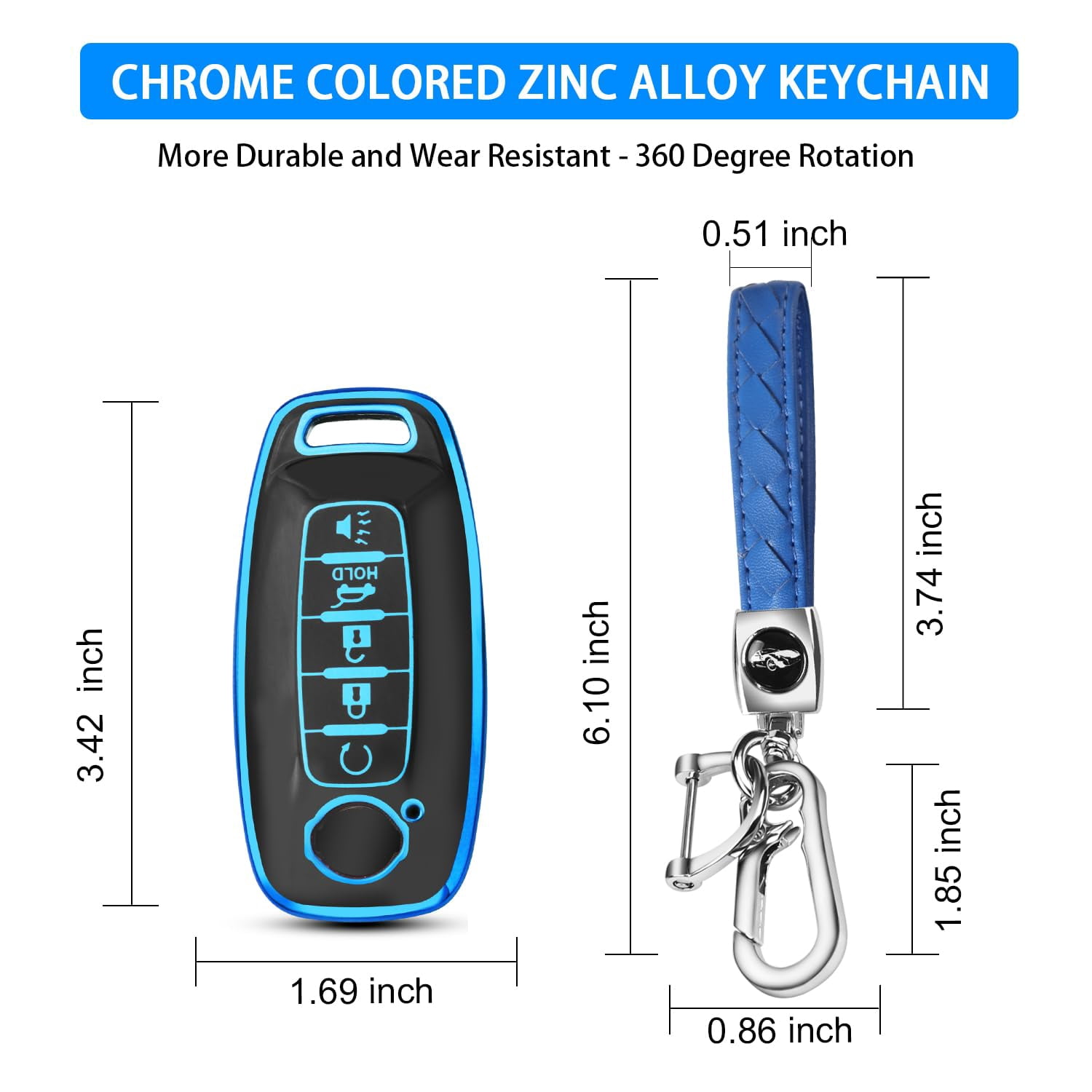 Key Fob Cover for Nissan,Car Key Fob Protector 5 Buttons Key Case Protection Compatible with 2023 2024 Pathfinder Rogue Metal Keychain Remote Key Accessories Protector