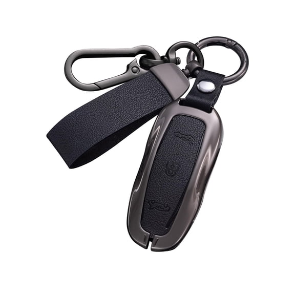 Key Fob Cover for Tesla,Key Shells Compatible with Tesla, fit Tesla Metal Key Cover Case, Model X, with Key Chain, Key Less Protection Case Smart Remote Accessories (BrownX)