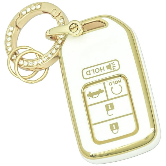 Key Fob Cover for Honda Smart Car Key with Key Ring for Honda Accord Civic Passport Pilot Odyssey Ridgeline HRV CRV Insight,White