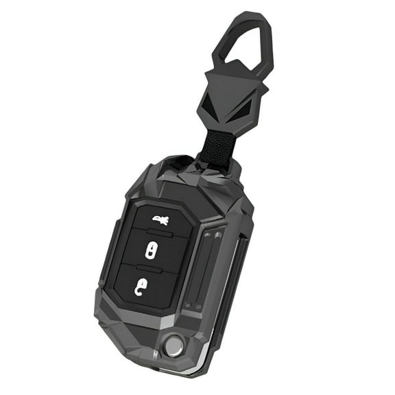 Key Fob Cover for Jeep Key Case Protector Metal Keychain Compatible for Jeep Wrangler JL Gladiator 3 Buttons Flip Key Holder Shell