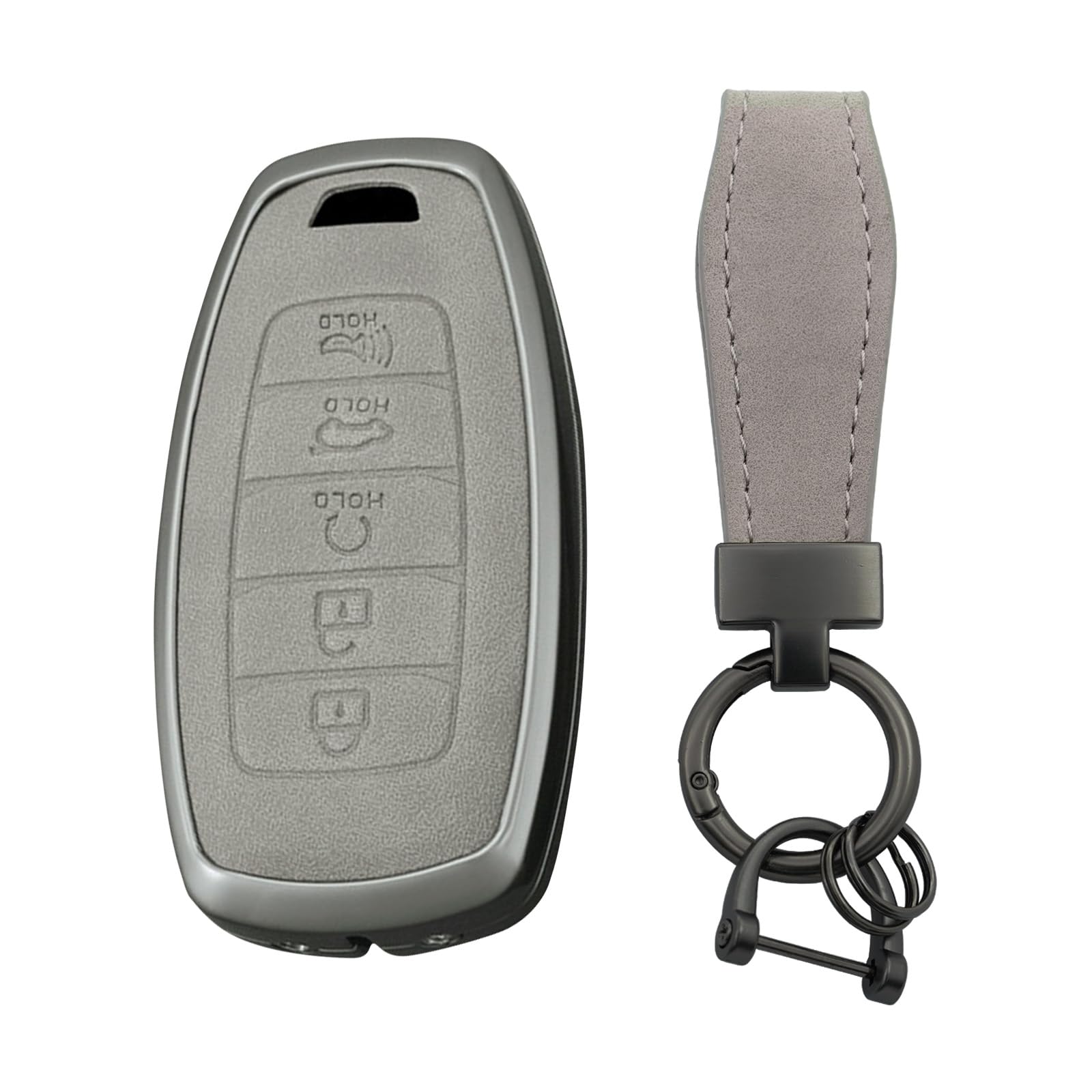 Key Fob Cover with keychain, Zinc Alloy Car Key Fob Case Compatible with Hyundai i30 ix25 Ix35 Elantra Encino Kona Solaris Azera Grandeur Ig TM Accent Santa Fe Palisade 5 Button Key Protector Holder