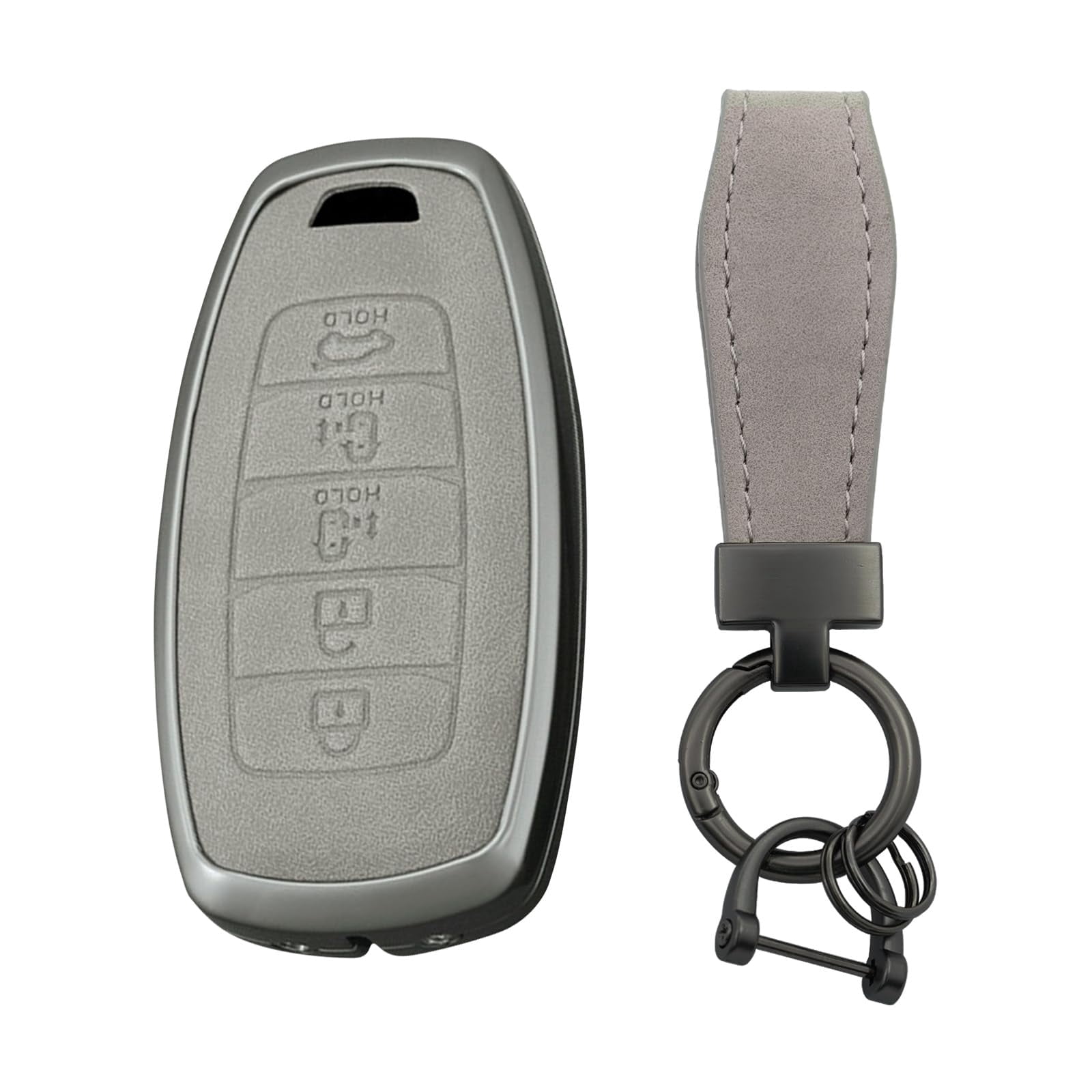 Key Fob Cover with keychain, Zinc Alloy Car Key Fob Case Compatible with Hyundai i30 ix25 Ix35 Elantra Encino Kona Solaris Azera Grandeur Ig TM Accent Santa Fe Palisade 5 Button Key Protector Holder