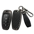 thumbnail image 1 of Key Fob Cover with Keychain Compatible with Hyundai Sonata Santa fe Tucson NX4 Ioniq 5 Nexo 2020-up Metal Key Housing Carbon Pattern Key Skin, 1 of 9