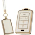 thumbnail image 1 of Key Fob Cover with Keychain TPU Car Key Case for Jeep Grand Cherokee Wagoneer L 2021-2023 Green Accessory,5 Button-White, 1 of 7