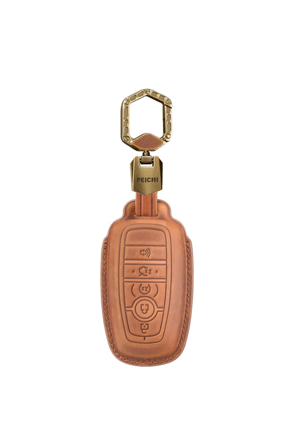 Key Fob Cover with Leather Keychain Soft Protection Key Case Compatible with Bronco Escape Mustang Explorer Edge Expedition F150 F250 F350 Smart Key