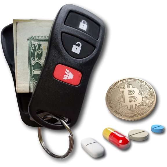 Key Fob Diversion Safe, Hidden Secret Compartment Keychain, Discreet Decoy Car Key Fob to Hide Valuables in Plain Sight, Small Stash Storage for Cash, Jewelry, Keys, Travel, Hotel, Home