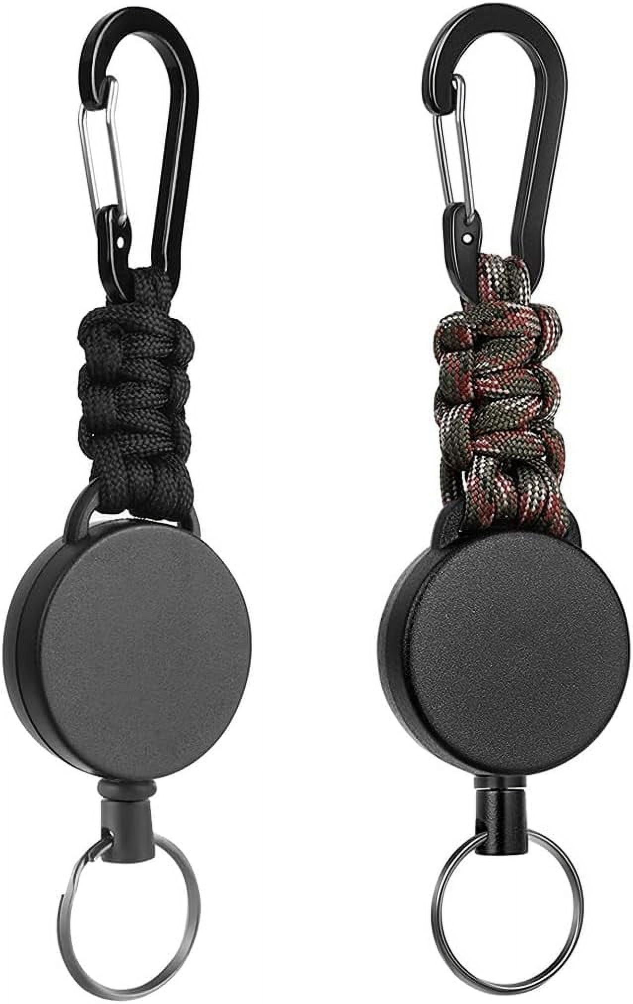 Key Fob Extendible 2 Pieces Lanyard Extendable ID Card with 60 cm Extendable Steel Cable