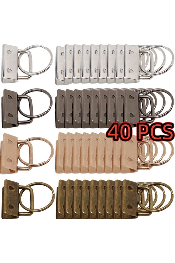 Key Fob Hardware, 40Pcs 1 Inch Keychain Hardware Set with Split Ring for Wristlet, Key Lanyard, Keychain Making Kit Crafts DIY Supplies for Gifts