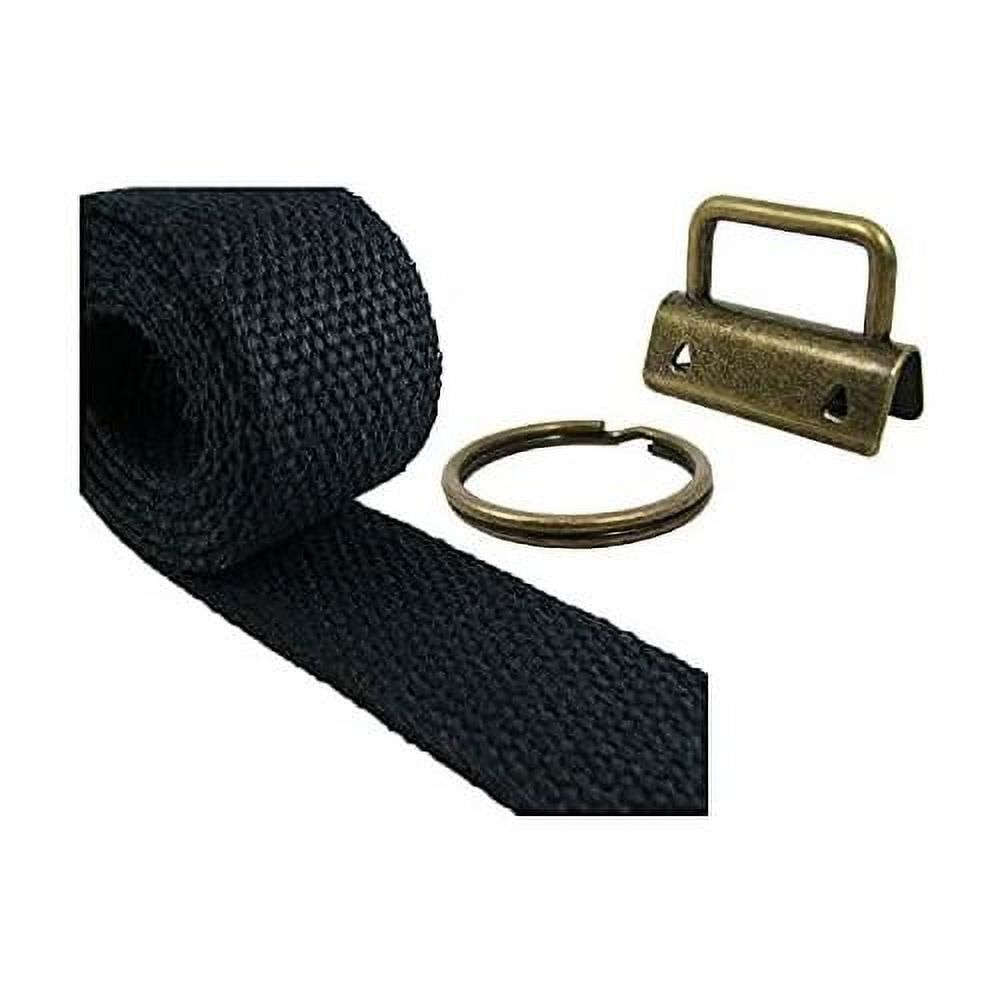 Key Fob Hardware And Cotton bing Combo Black (5 Yards/10 Key Fobs