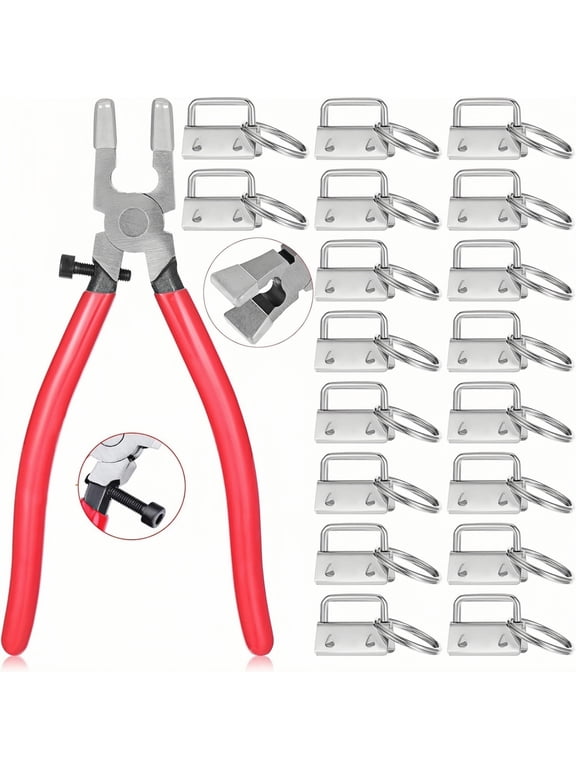 Key Fob Hardware Set, Complete 50 Pcs Kit with Heavy-Duty Key Fob Pliers for DIY Keychains, Wristlets