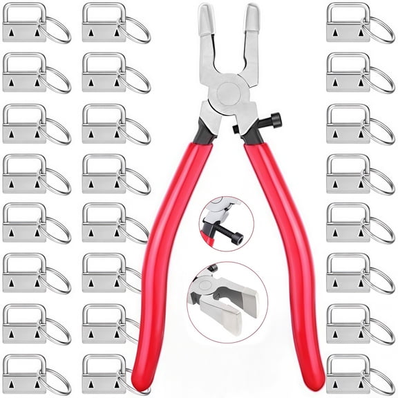 Key Fob Hardware Set - Heavy Duty 50PCS 1 Inch Keychain Hardware with Pliers Tool for DIY Keychains