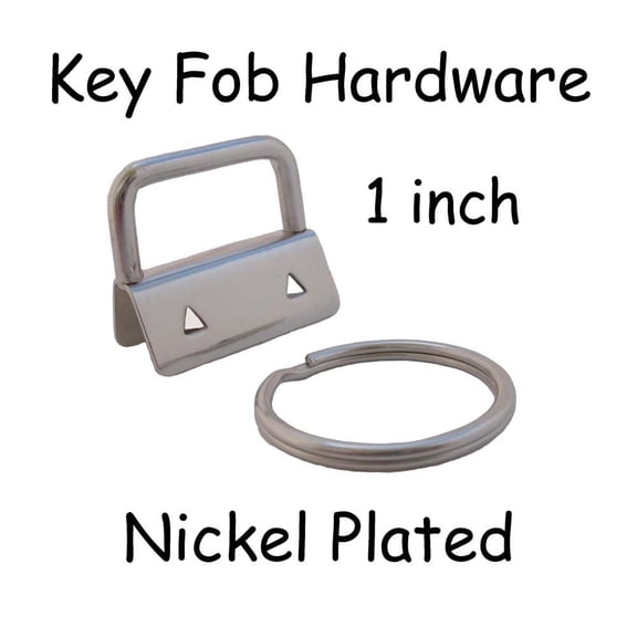 Key Fob Hardware with Key Rings Sets - 1 Inch (25 mm) (Nickel)
