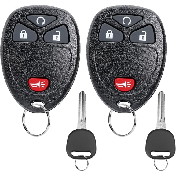 Key Fob with Ignition Key Replacement for Chevy Equinox Traverse Tahoe Avalanche Sierra 1500 2500 3500 HD Yukon Saturn Pontiac Torrent - Keyless Entry Remote Control Fobs, 2-Pack